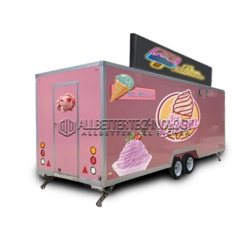 Pink Double Door Window Square Food Trailer