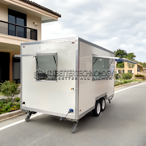13FT White Single Window Square Food Trailer