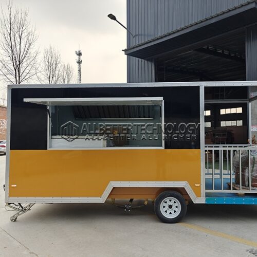 Black and Yellow Square Food Trailer with Fence