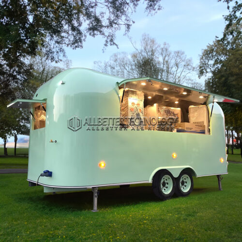 16.5FT Pastel Green Airstream Food Trailer for Weddings & Corporate Catering
