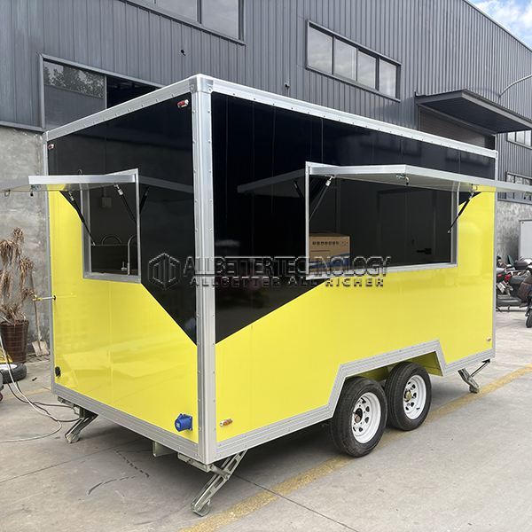 13FT Black and Yellow Single Window Square Food Trailer