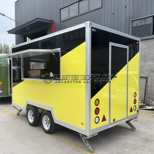 13FT Black and Yellow Single Window Square Food Trailer