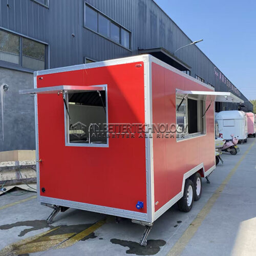 13FT Single Window Red Square Food Trailer