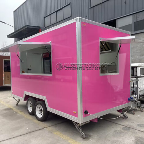 13FT Pink Single Window Square Food Trailer