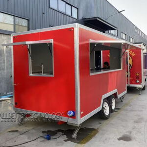 13FT Red Single Window Square Food Trailer