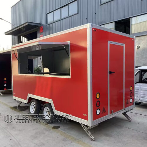 13FT Red Single Window Square Food Trailer