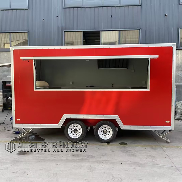13FT Red Single Window Square Food Trailer