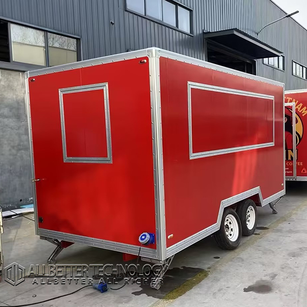 13FT Red Single Window Square Food Trailer
