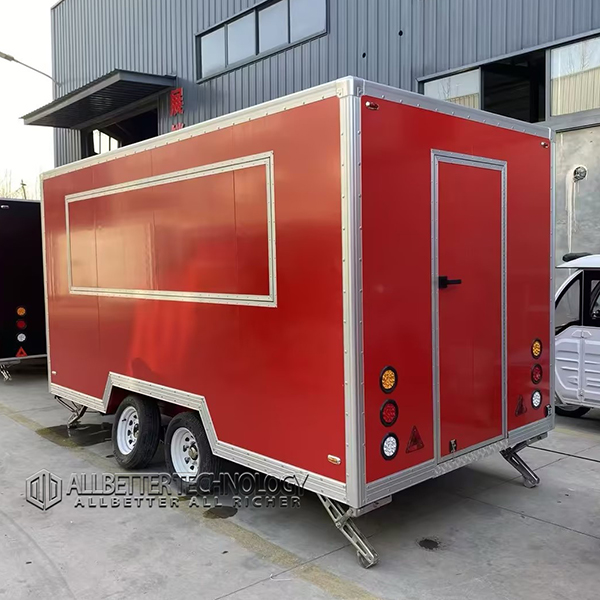 13FT Red Single Window Square Food Trailer