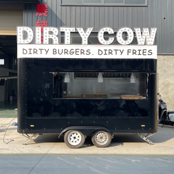 15FT Black Square Food Trailer with LED