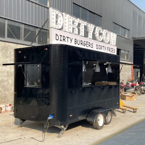 15FT Black Square Food Trailer with LED