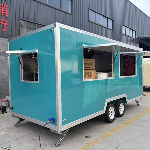 16.5FT Cyan Double Windows Square Food Trailer