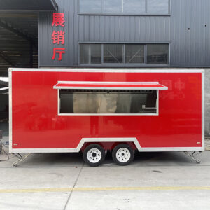 16.5FT Red Single Window Square Food Trailer