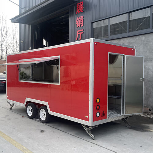 16.5FT Red Single Window Square Food Trailer