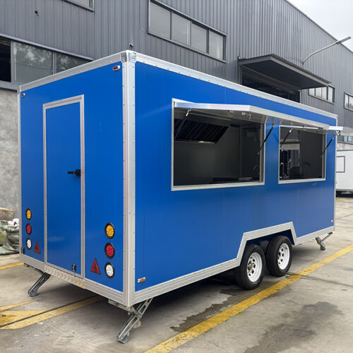 16FT Blue Double Windows Square Food Trailer