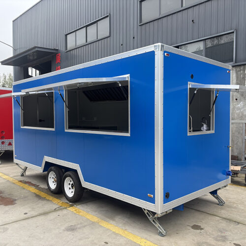 16FT Blue Double Windows Square Food Trailer
