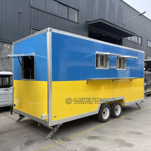 16FT Blue and Yellow Square Food Trailer