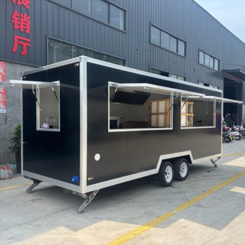 18FT Black Double Windows Square Food Trailer