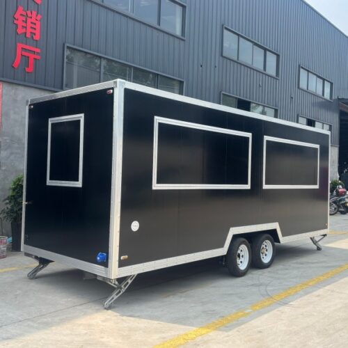 18FT Black Double Windows Square Food Trailer