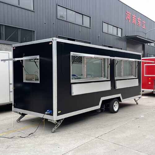 18FT Black Double Windows Square Food Trailer