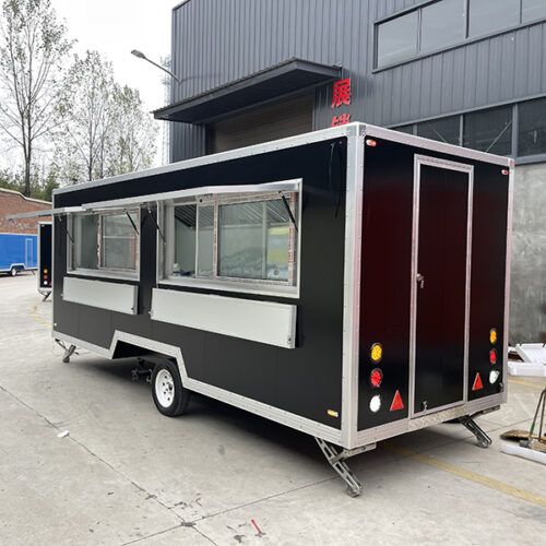 18FT Black Double Windows Square Food Trailer