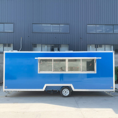 18FT Blue Double Window Square Food Trailer