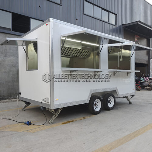 15FT White Double Windows Square Food Trailer