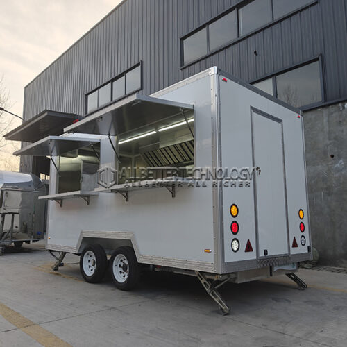 15FT White Double Windows Square Food Trailer