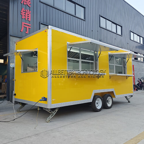 18FT Yellow Double Windows Square Food Trailer