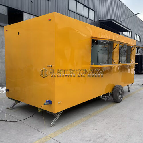 18FT Yellow Double Windows Square Food Trailer