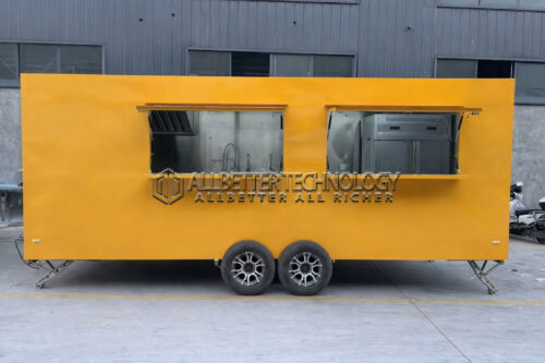 18FT Yellow Double Windows Square Food Trailer