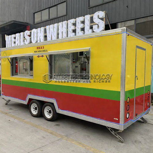18FT Yellow Green Red Three Color Square Food Trailer