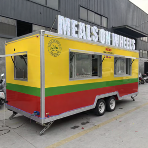 18FT Yellow Green Red Three Color Square Food Trailer