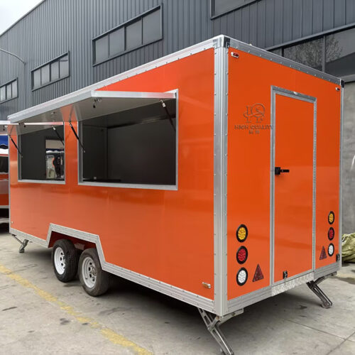 16.5FT Yellow Double Window Square Food Trailer