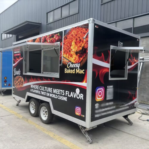 13FT Black Square Food Trailer for Events and Exhibitions