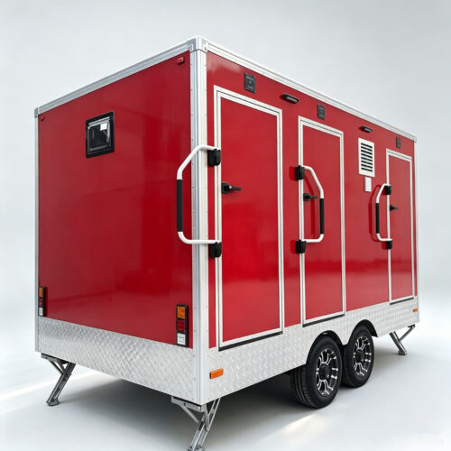 12.5FT Red 2-Station Toilet Trailer