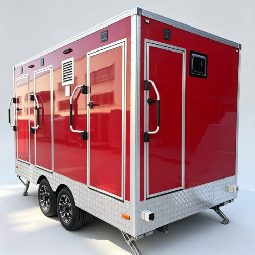 12.5FT Red 2-Station Toilet Trailer