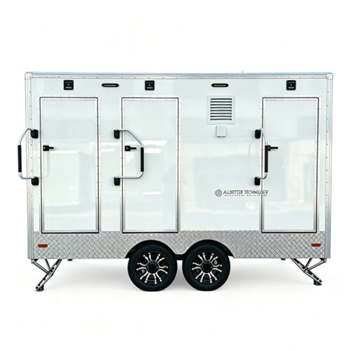 12.5FT White 3-Station Toilet Trailer