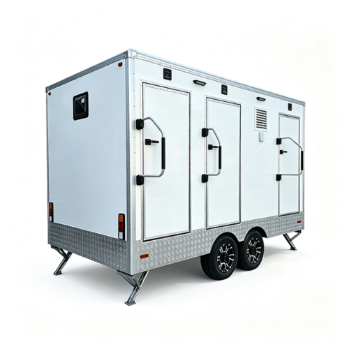 12.5FT White 3-Station Toilet Trailer