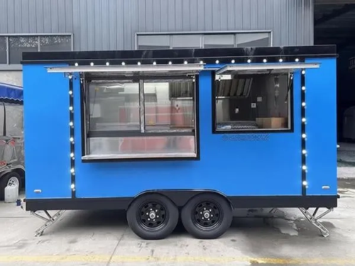 13FT Blue Square Food Trailer with Light