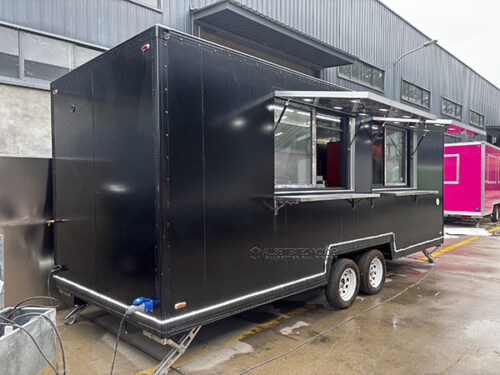 16.5FT Double Window Black Square Food Trailer