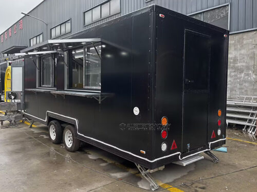 16.5FT Double Window Black Square Food Trailer