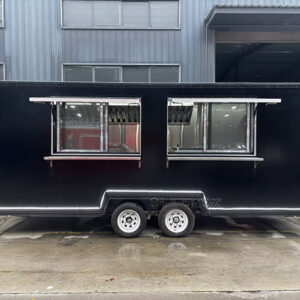 18FT Black Double Window Square Food Trailer