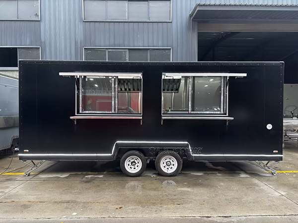 18FT Black Double Window Square Food Trailer