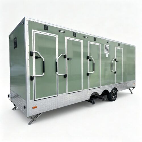 22FT Green 5-Station Toilet Trailer with ADA