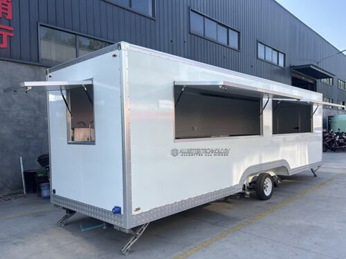 23FT White Double Window Square Food Trailer