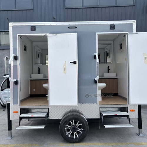 10FT Light Gray 2-Station Toilet Trailer