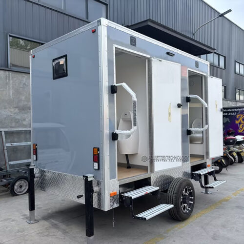 10FT Light Gray 2-Station Toilet Trailer
