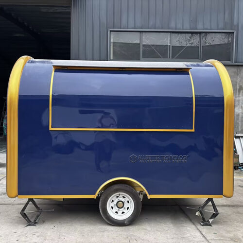 10FT Dark Blue and Yellow Small Round Food Trailer