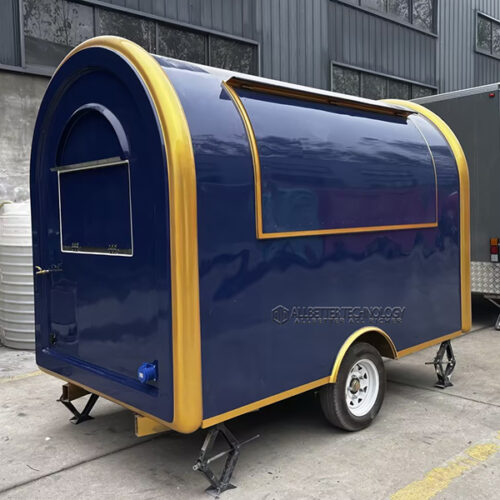 10FT Dark Blue and Yellow Small Round Food Trailer